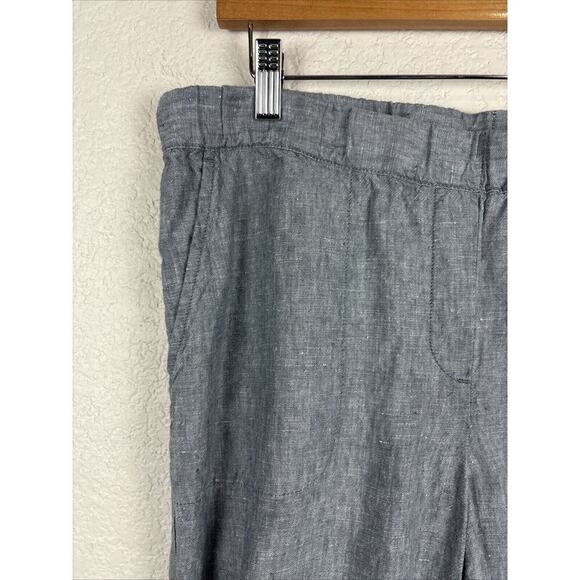 J Jill Pure Jill Womens Linen Pull On‎ Pants Medium Blue Minimalist Beach Cruise - Picture 2 of 7